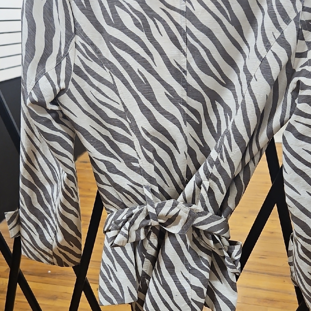 David Brooks Zebra Pattern Blouse with Tie